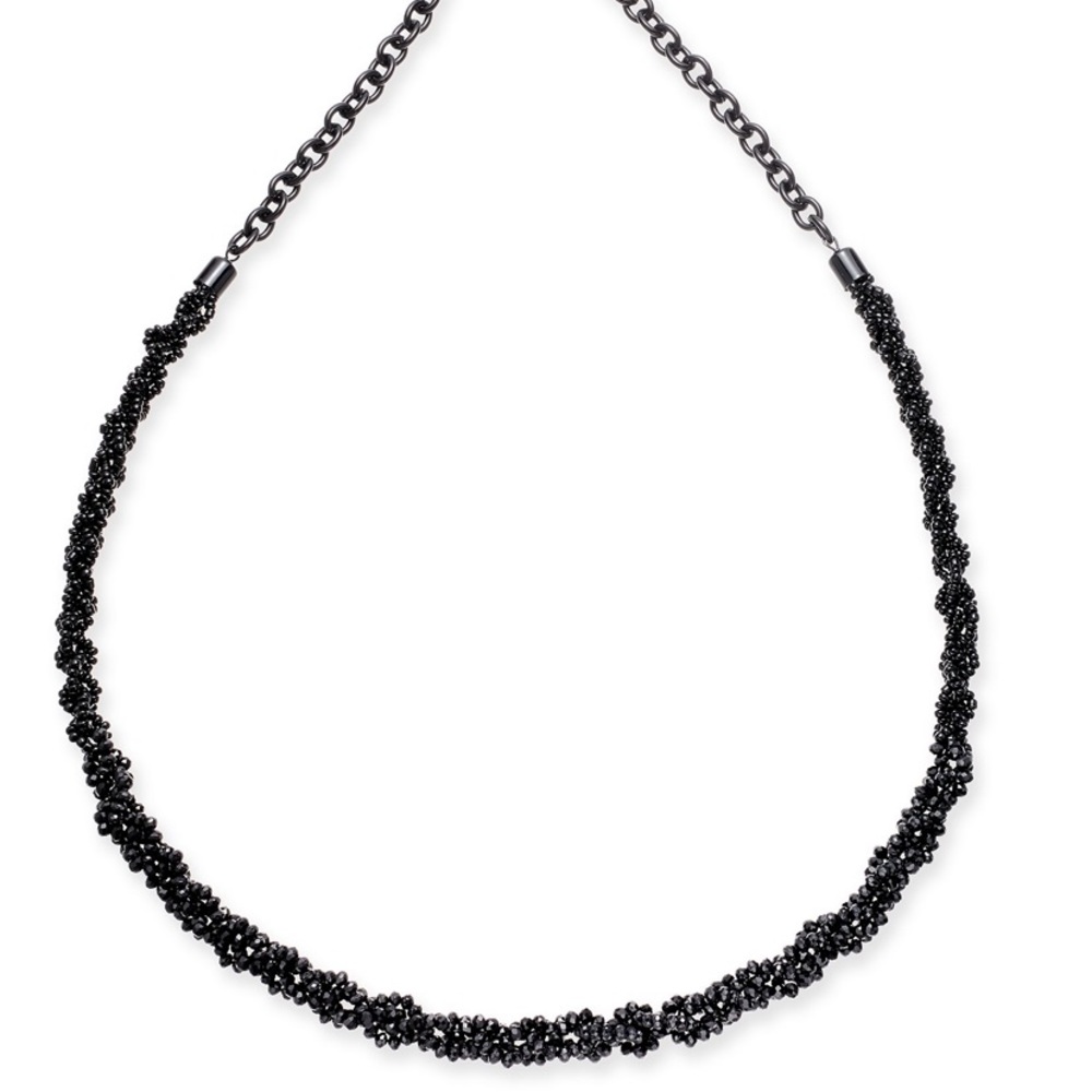 Black-Tone Beaded Statement Necklace